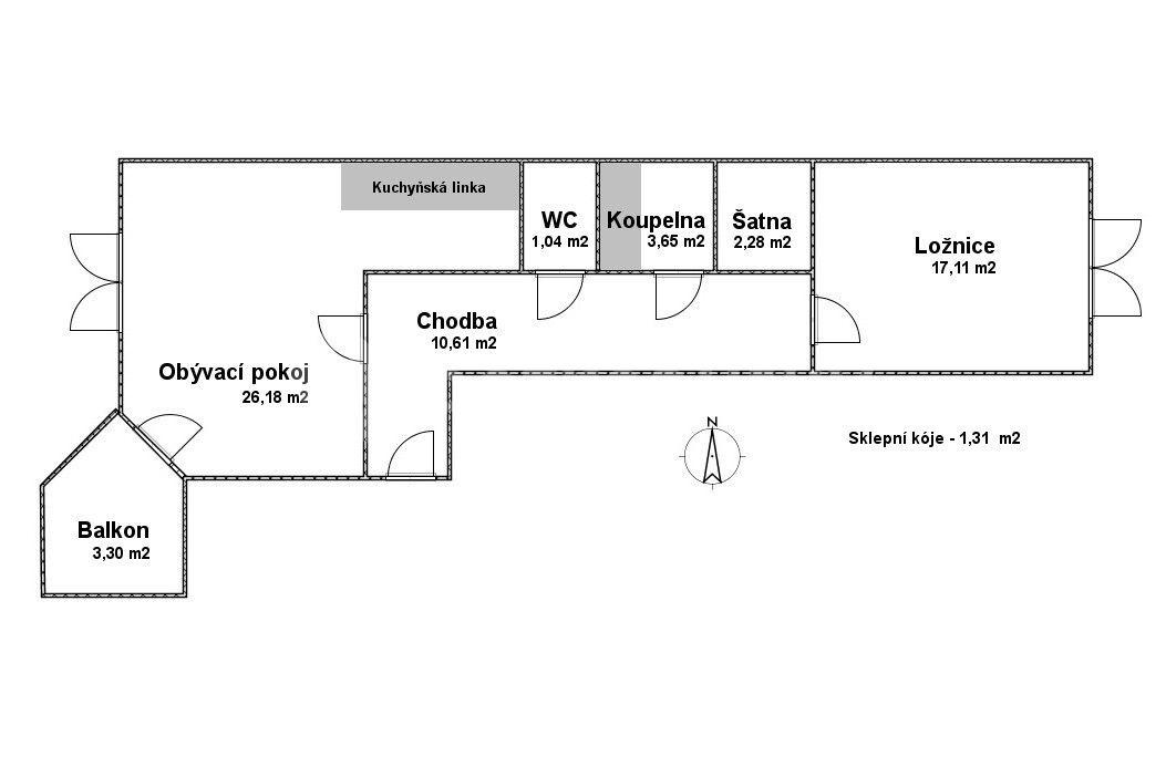 Prenájom bytu 2-izbový 63 m², Semilská, Praha, Praha