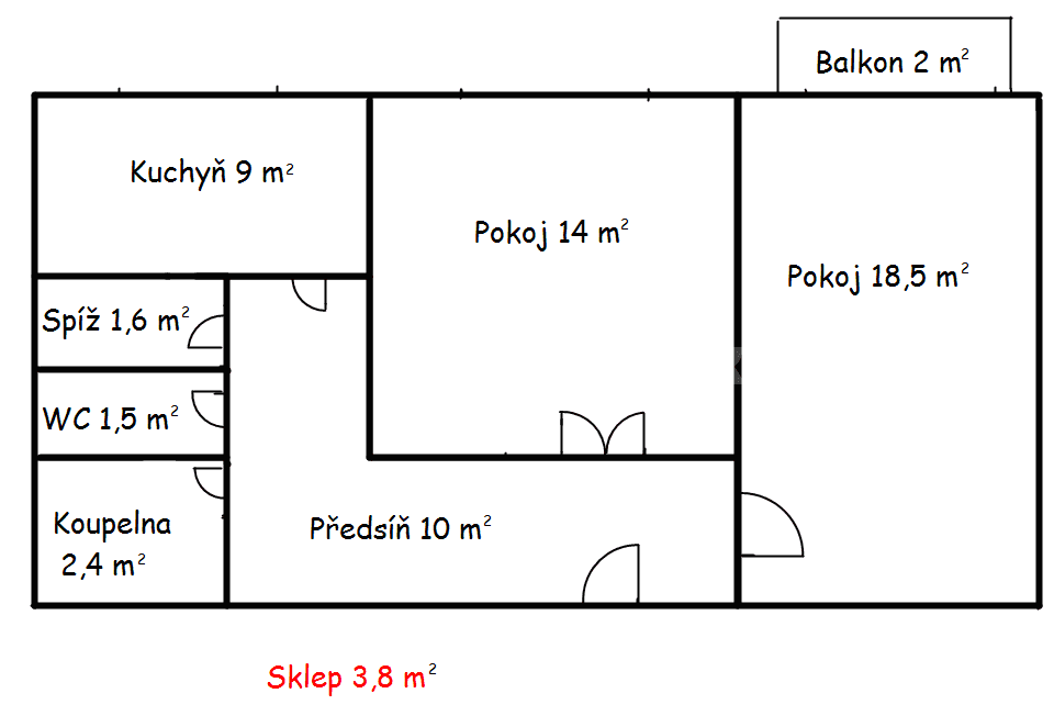 Prenájom bytu 2-izbový 57 m², Mánesova, Brno, Jihomoravský kraj