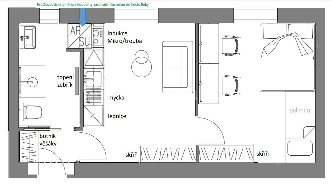 Prenájom bytu 2-izbový 37 m², Vodárenská, Kladno, Středočeský kraj