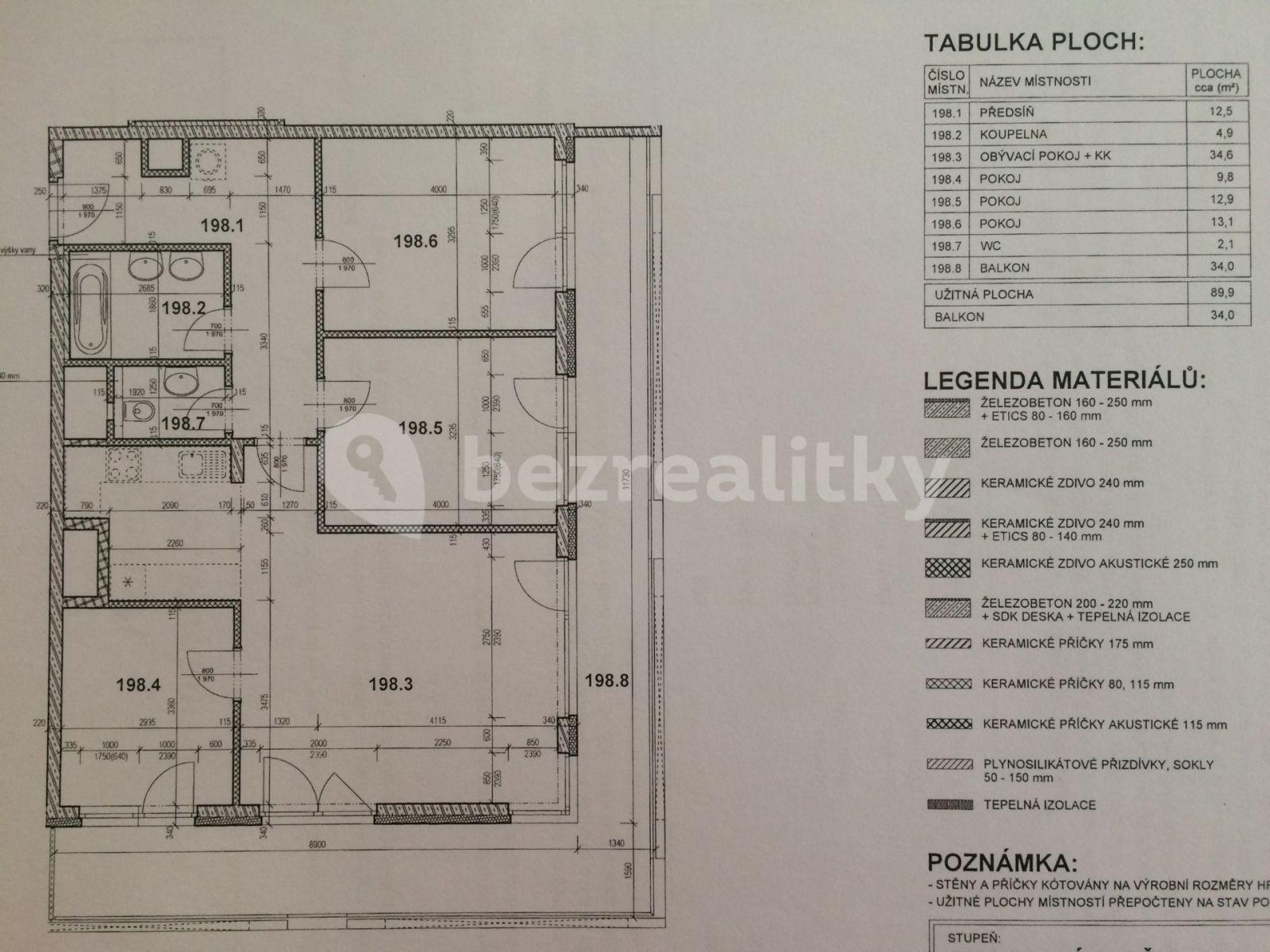 Prenájom bytu 4-izbový 90 m², Sazovická, Praha, Praha