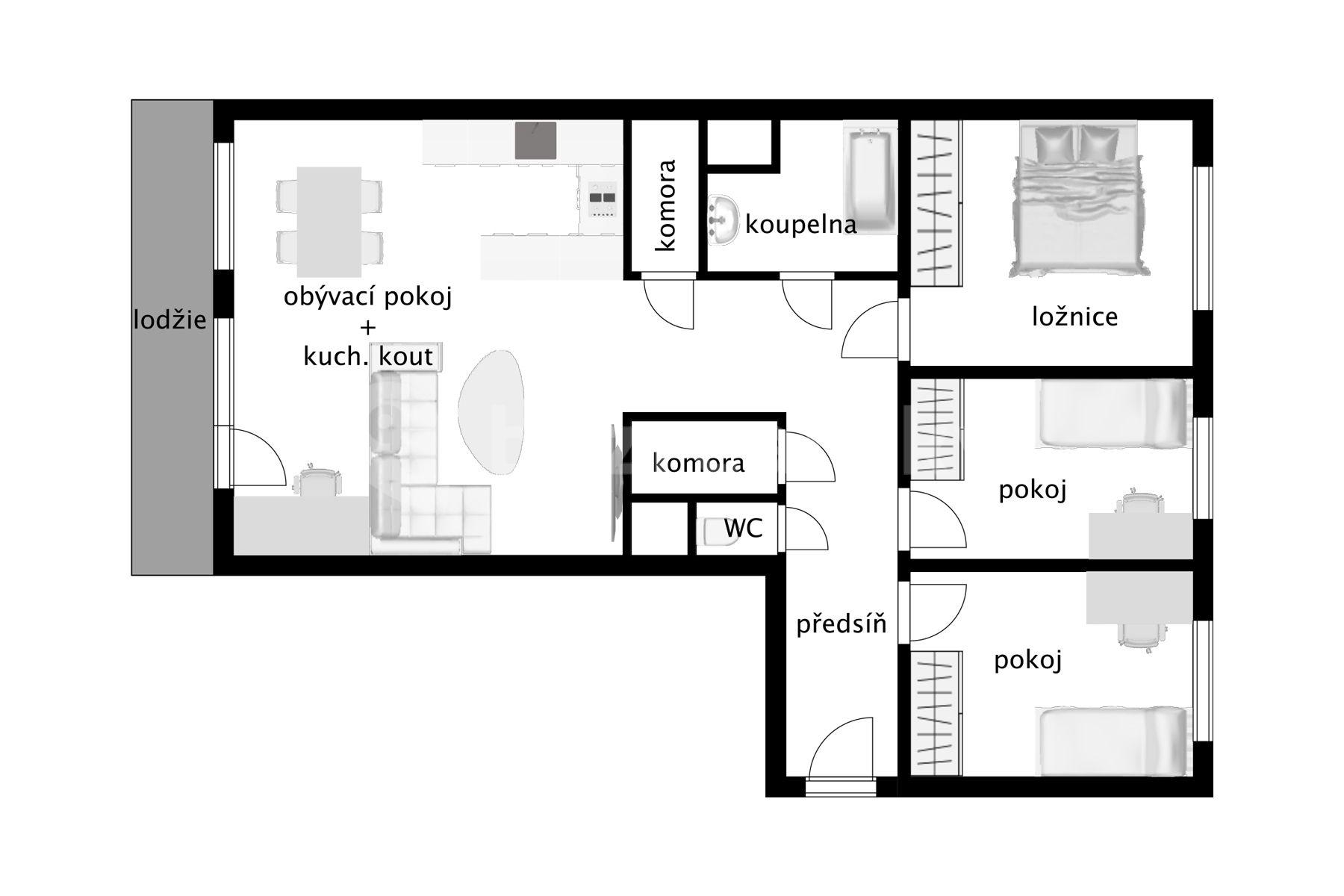 Predaj bytu 4-izbový 93 m², Kunštátská, Poděbrady, Středočeský kraj