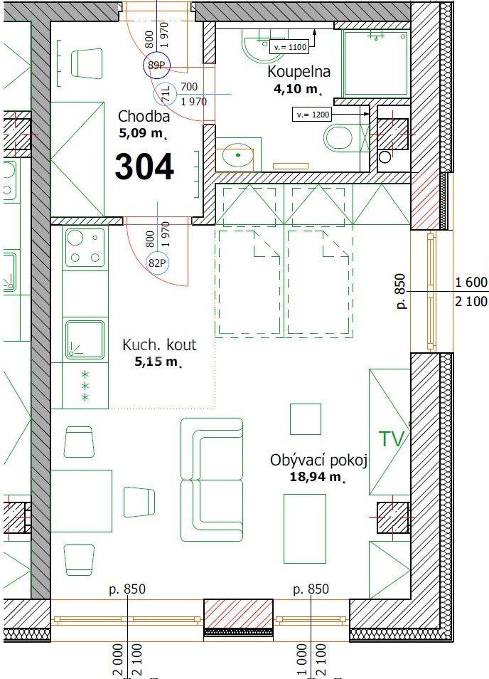 Prenájom bytu 1-izbový 35 m², Sokolská, Olomouc, Olomoucký kraj