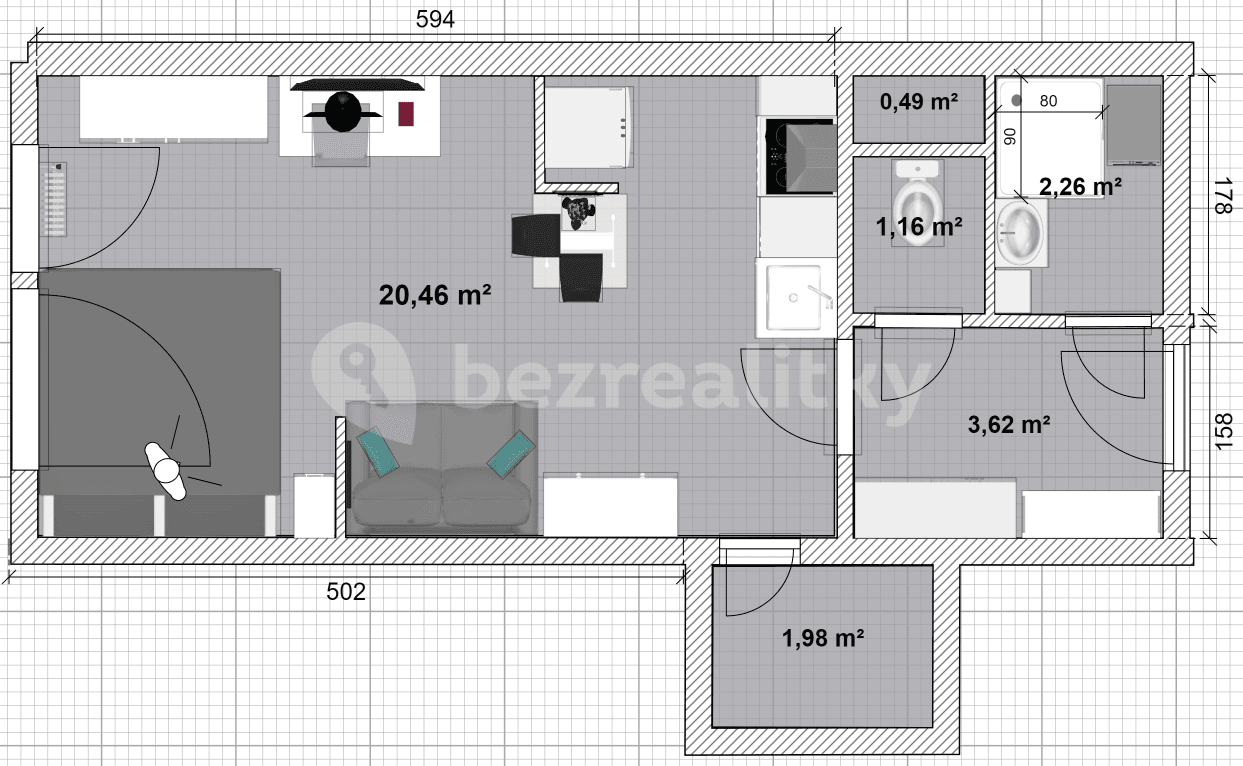 Prenájom bytu 1-izbový 30 m², Pod Lysinami, Praha, Praha