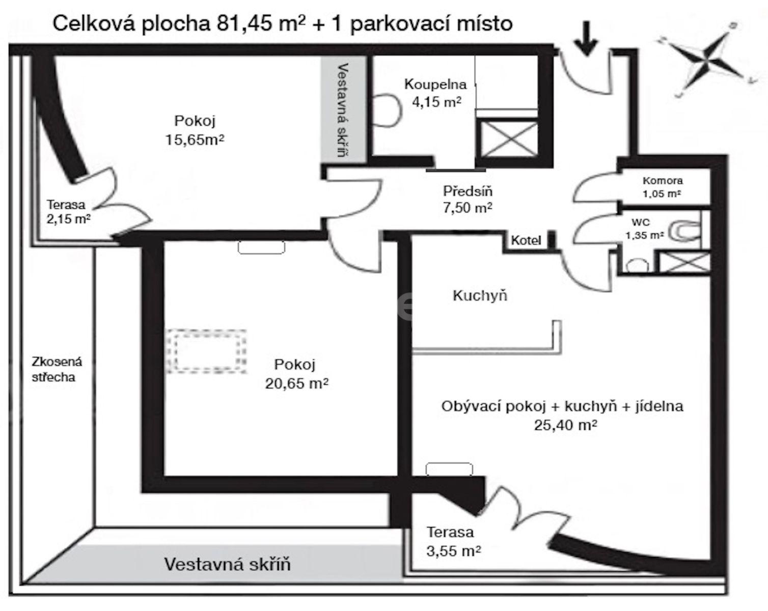 Prenájom bytu 3-izbový 76 m², Hořelické náměstí, Rudná, Středočeský kraj