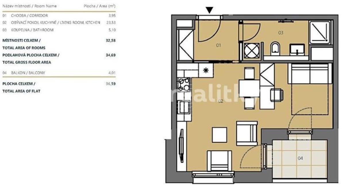 Predaj bytu 1-izbový 34 m², Jankovcova, Praha, Praha