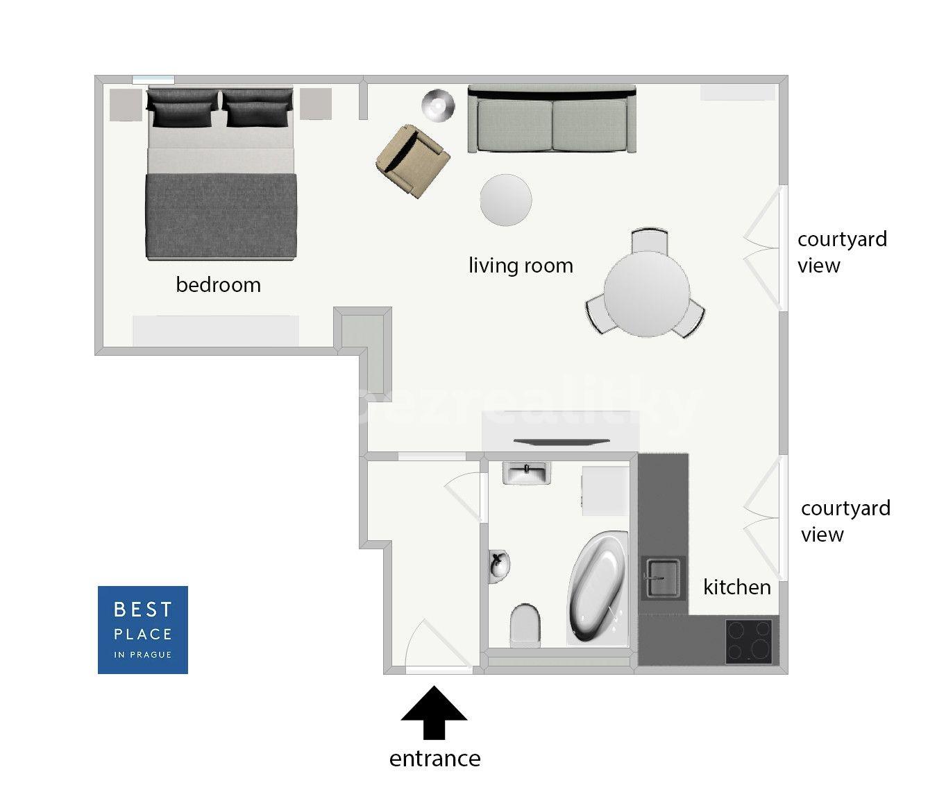 Prenájom bytu 2-izbový 35 m², Na Okraji, Praha, Praha