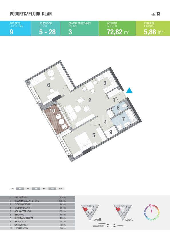 Prenájom bytu 3-izbový 74 m², Landererova, Bratislava - mestská časť Staré Mesto, Bratislavský kraj