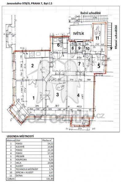 Prenájom bytu 4-izbový 141 m², Janovského, Praha, Praha