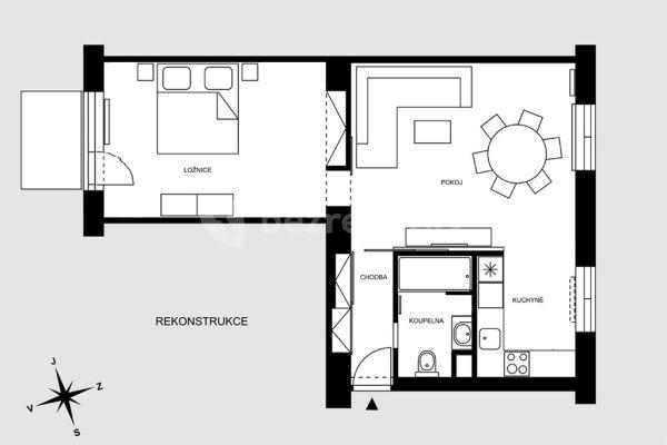 Prenájom bytu 2-izbový 52 m², Křídlovická, Brno, Jihomoravský kraj