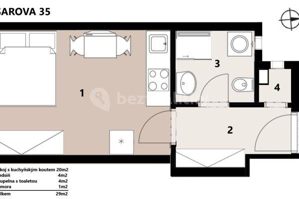 Prenájom bytu 1-izbový 28 m², Tusarova, Hlavní město Praha