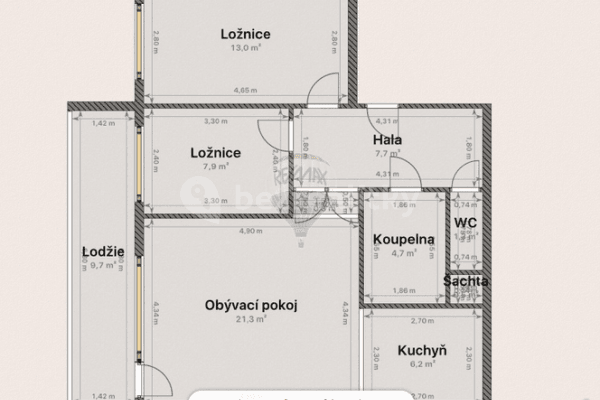 Prenájom bytu 3-izbový 56 m², Škábova, Praha, Praha